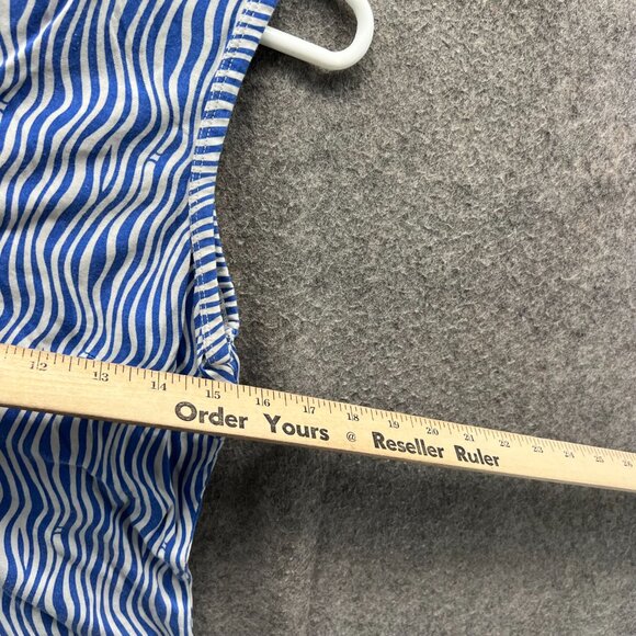 Lilly Pulitzer Tank Women Medium Blue White Stripe Embroidered Shirt Top Zebra - Picture 4 of 9